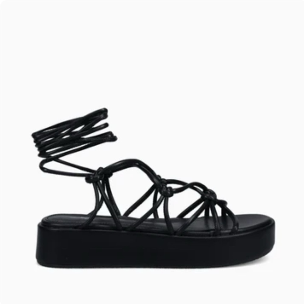 Bakers Black Lace-Up Platform Sandals